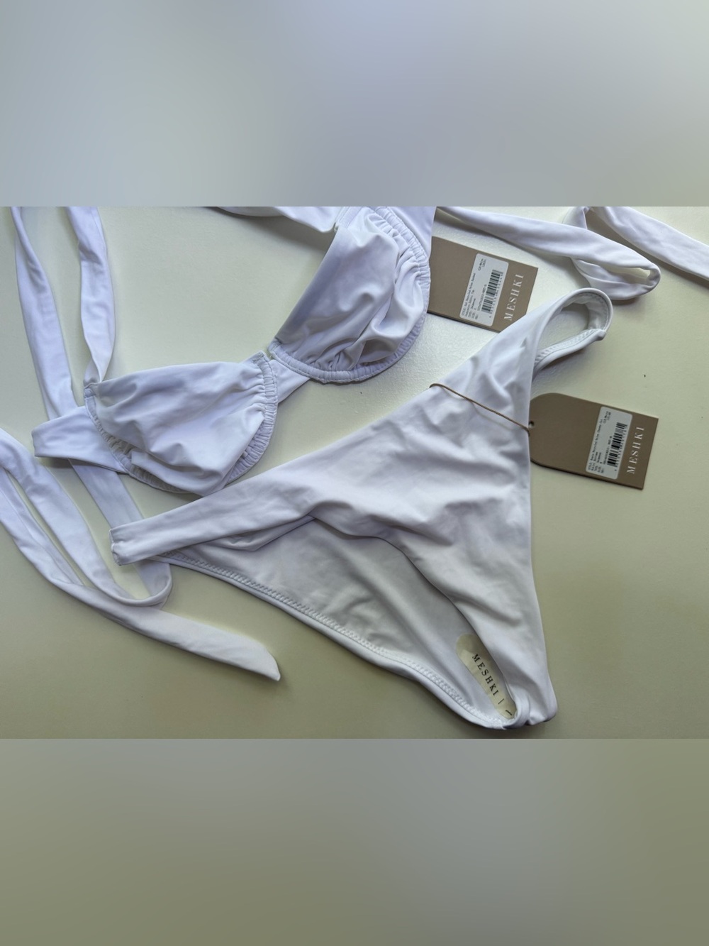 Meshki White Tie-Back Underwire Bikini Set